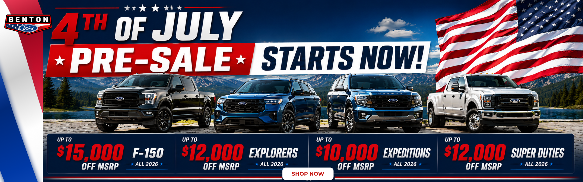 4th of July pre sale with patriotic background 