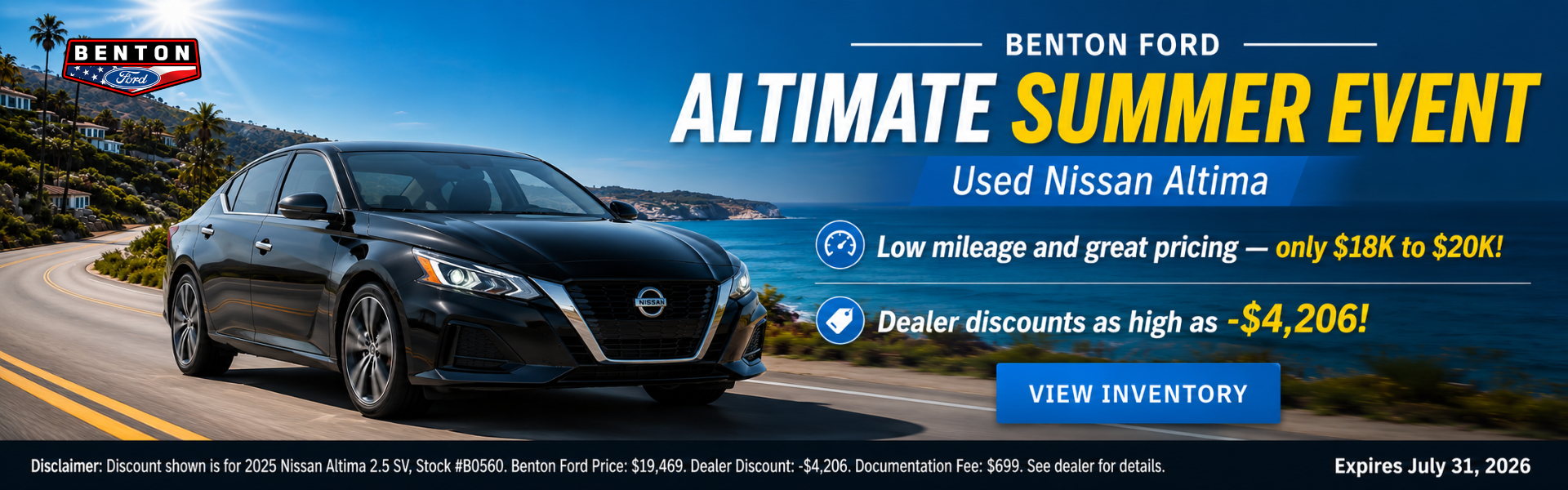 Altimate Summer Event featuring used Nissan Altima 