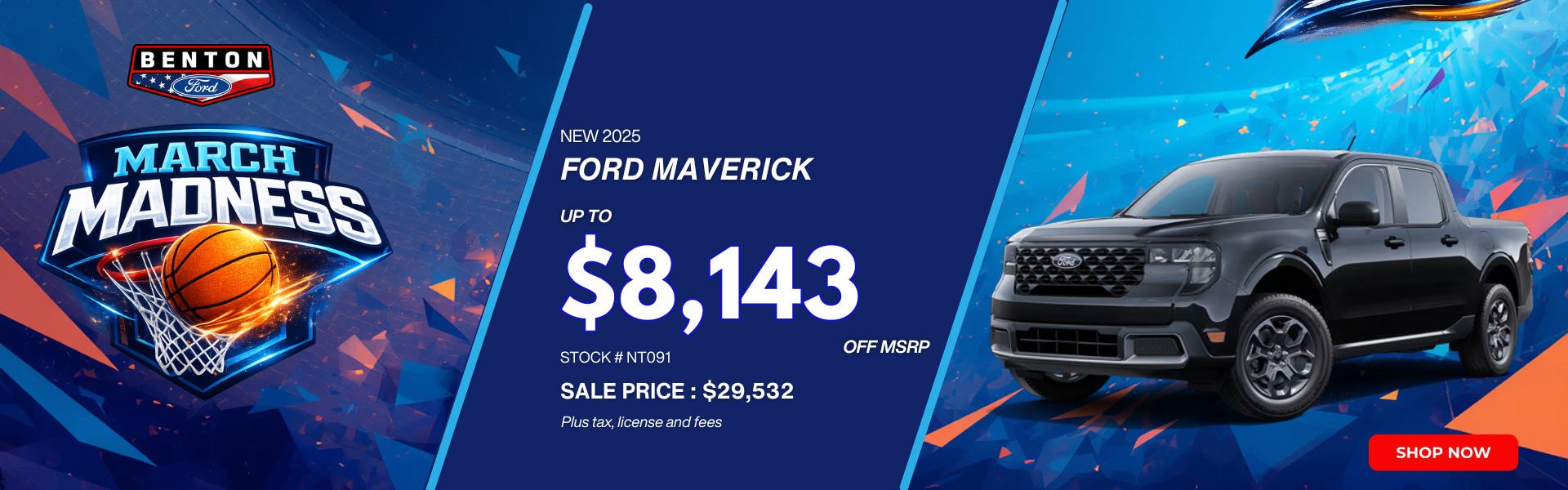 Presidents Day 2025 Ford Maverick with flag background