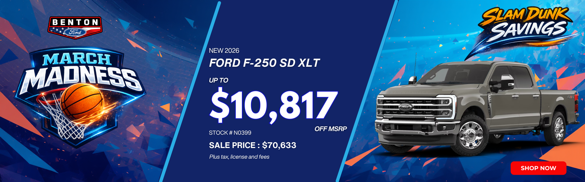 Presidents Day 2026 Ford F-250 SD XLT with flag background