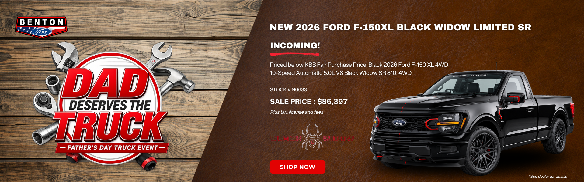 Father's Day Savings Event featuring a F-150 Black Widow