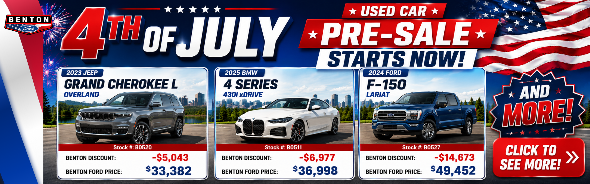 4th of July pre sale event with a patriotic background